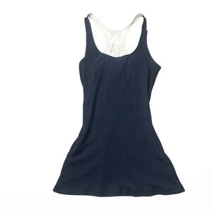 Y2K Mudd Ribbed Tank Top with Crochet Lace Back‎ Women's Size M